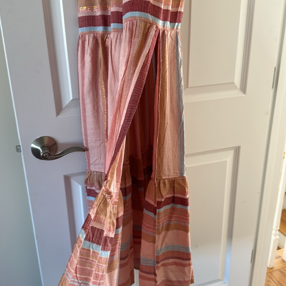 L SPACE STUNNING Cotton/Viscose Blend Maxi Dress w Smocking at Rib Cage XS BNWT - Picture 4 of 10